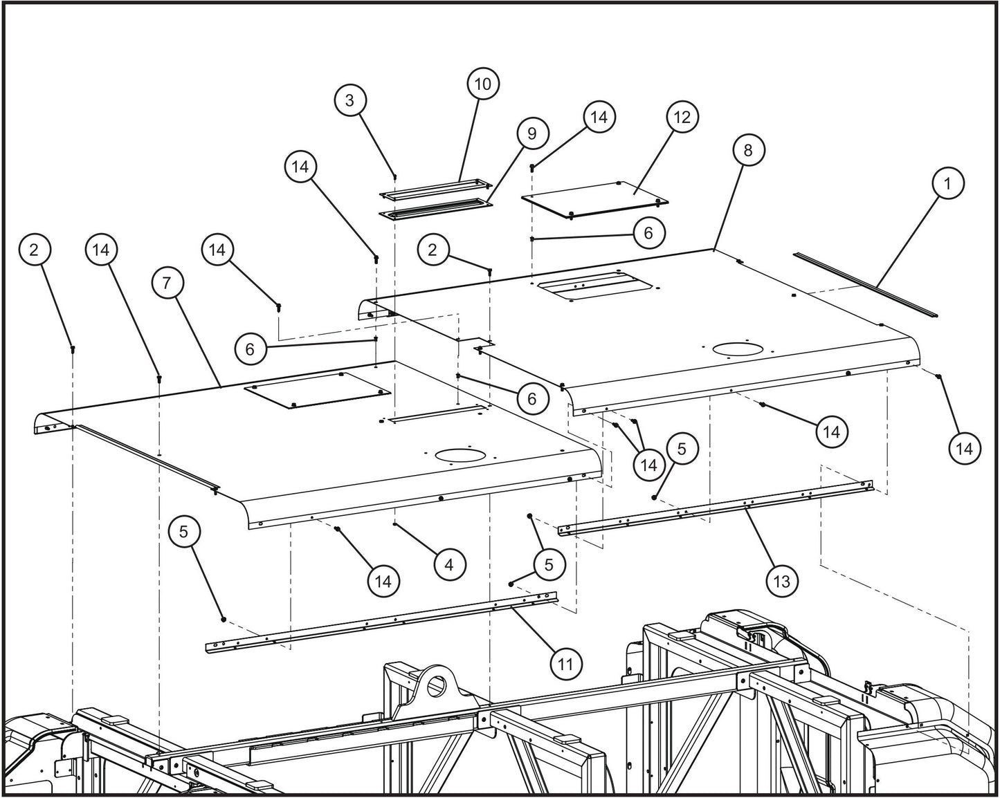 Roof Panels lI Assembly Parts for Maxi-Heat 1MBTU (36-000001 to 36-999999) by Allmand