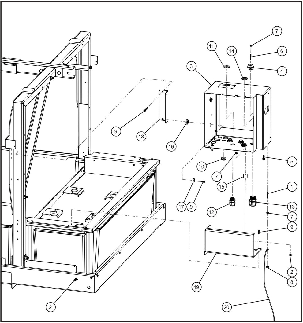Control Box Install Group (2 of 2) Assembly Parts for Maxi-Heat 1MBTU (36-000001 to 36-999999) by Allmand