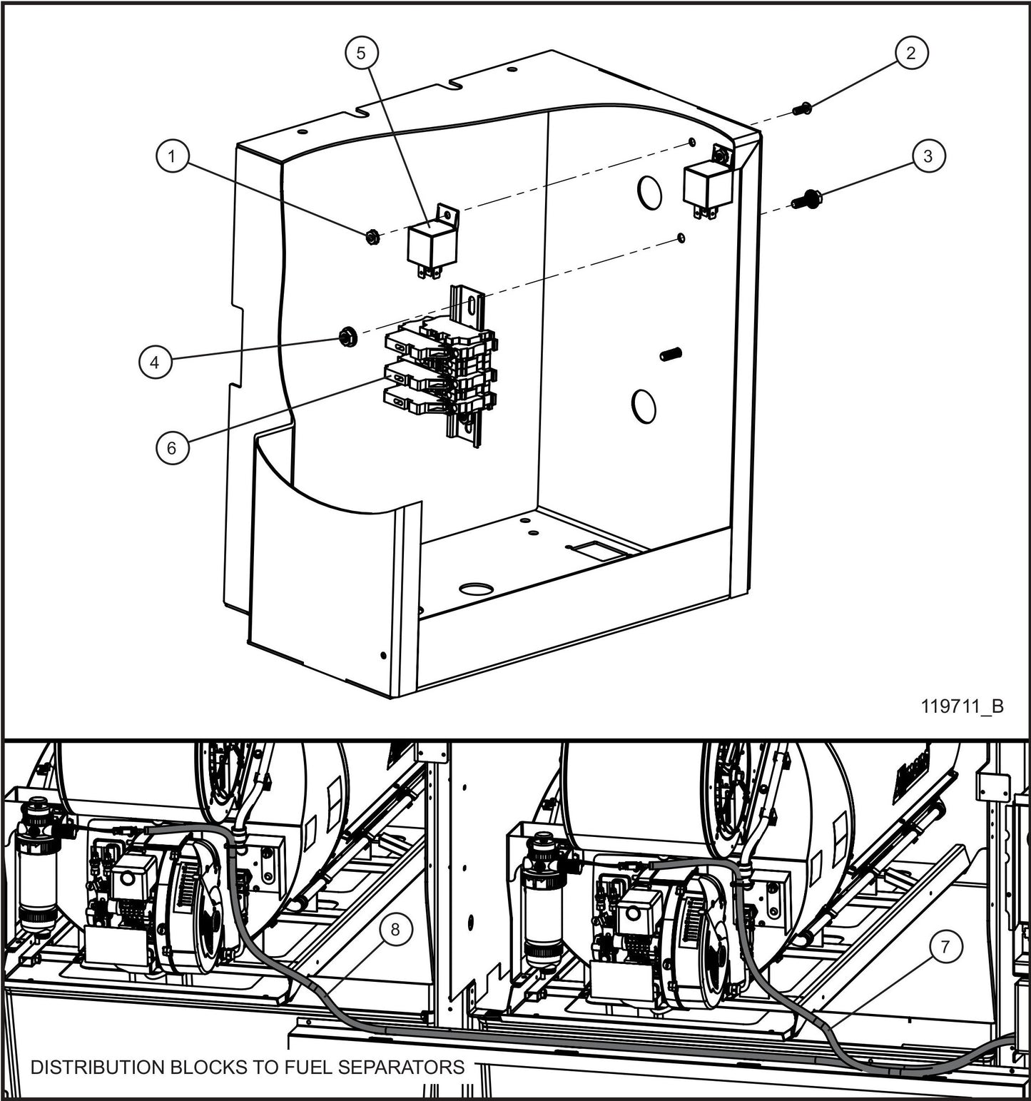 DC Distribution Blocks Control Box Install Group Assembly Parts for Maxi-Heat 1MBTU (36-000001 to 36-999999) by Allmand