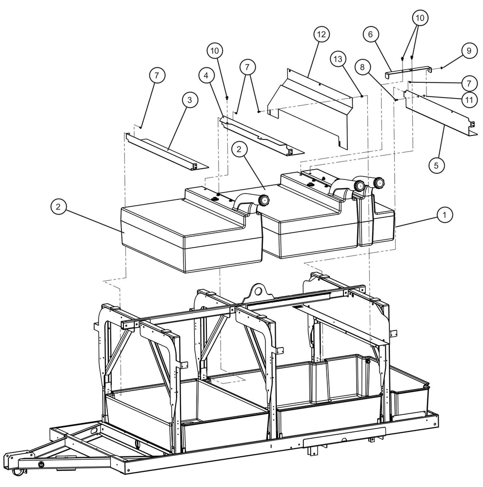 Triple Poly Fuel Tank Group Assembly Parts for Maxi-Heat 1MBTU (36-000001 to 36-999999) by Allmand