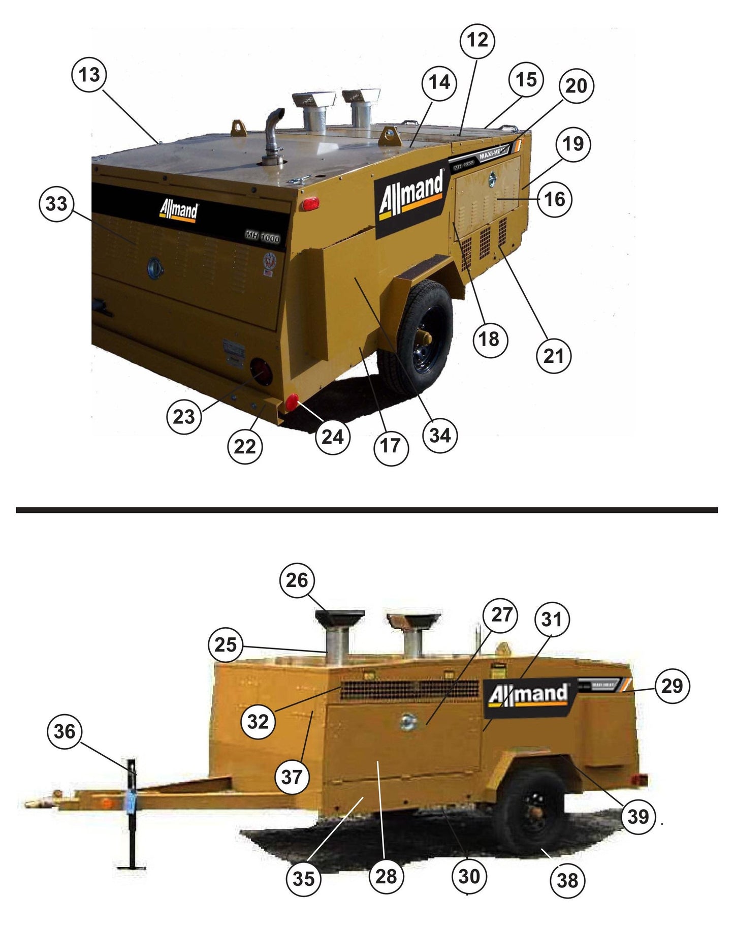 Trailer and Accessories Assembly Parts-2 for MAXI-HEAT MH-1000 (0001MXH09 TO 9999MXH11) by Allmand