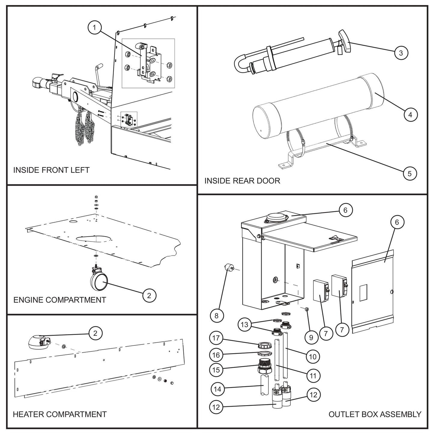 Trailer Interior Electrical/Accessories Assembly Parts for MAXI-HEAT MH-1000 (0001MXH12 and UP) by Allmand