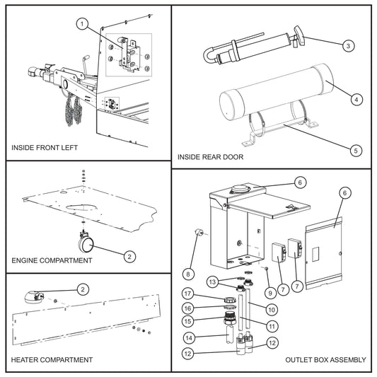 Trailer Interior Electrical/Accessories Assembly Parts for MAXI-HEAT MH-1000 (0001MXH12 and UP) by Allmand