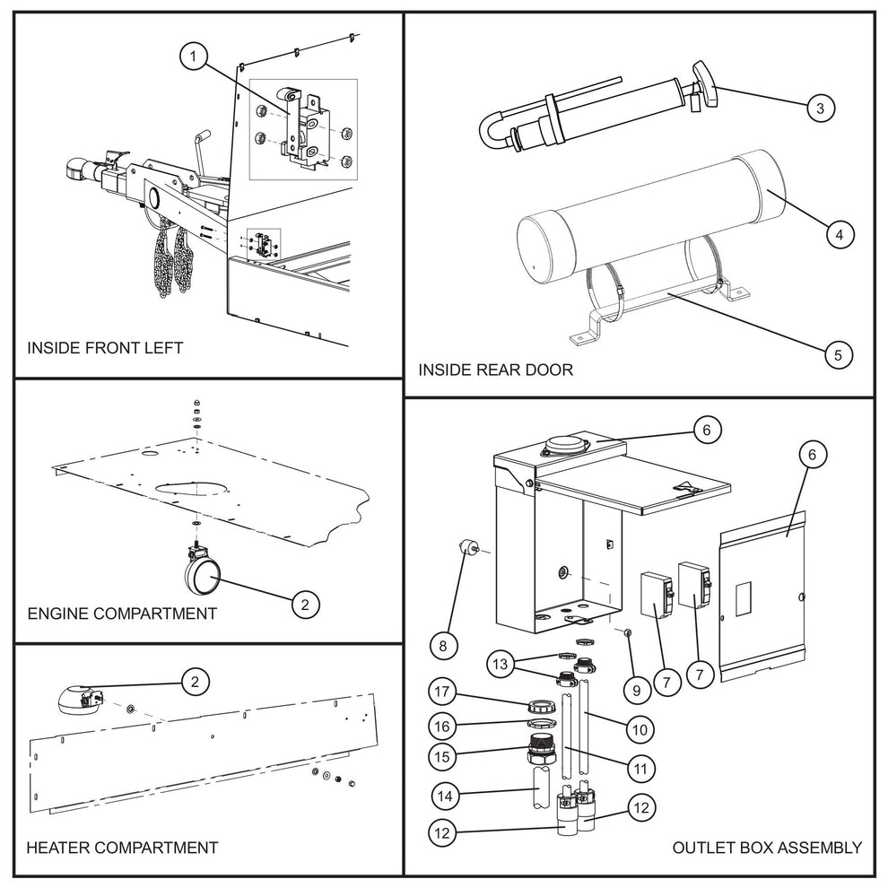 Trailer Interior Electrical/Accessories Assembly Parts for MAXI-HEAT MH-1000 (0001MXH12 and UP) by Allmand