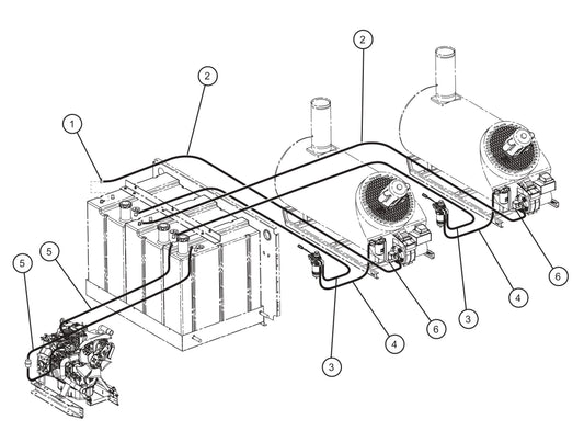 Fuel Line Schematic Assembly Parts for MAXI-HEAT MH-1000 (0001MXH12 and UP) by Allmand