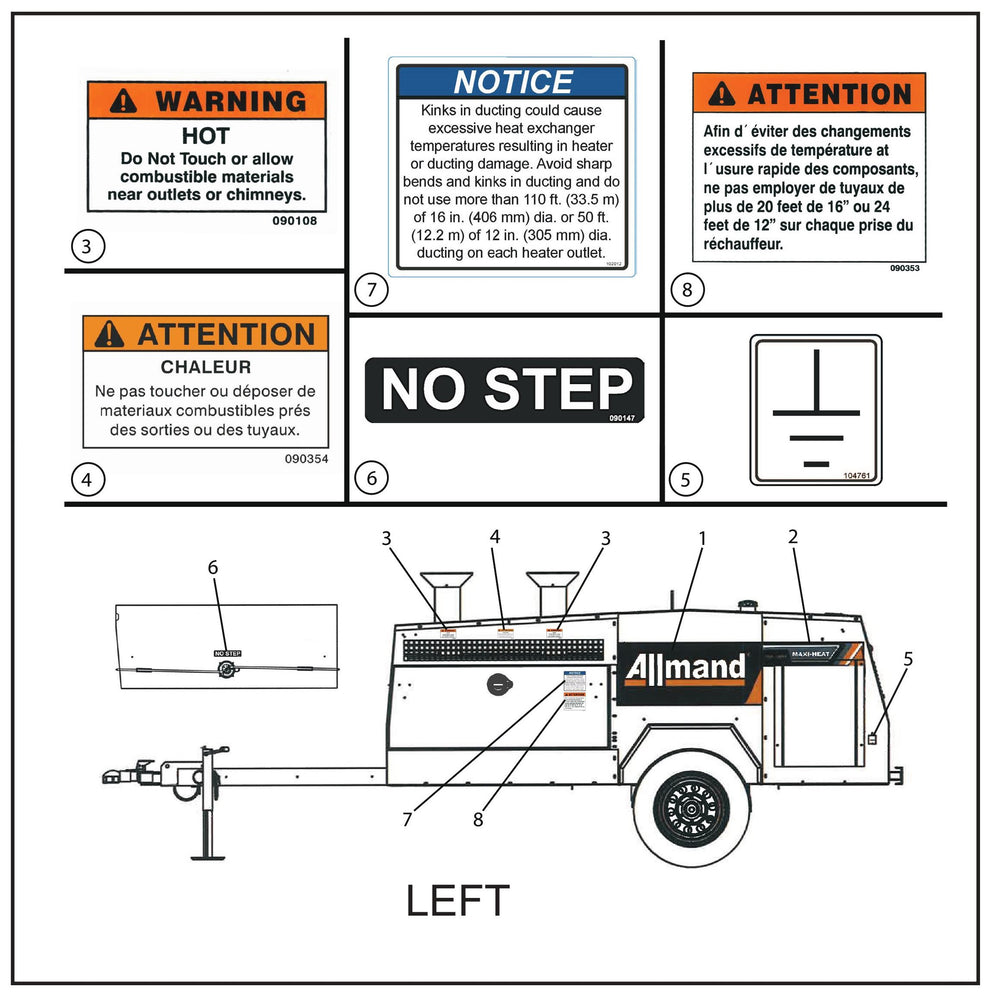 Maxi-Heat Decals (2 of 8) Assembly Parts for MAXI-HEAT MH-1000 (0001MXH12 and UP) by Allmand