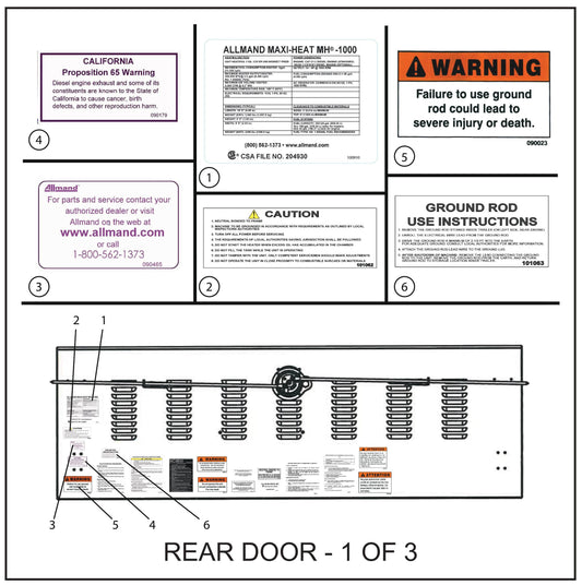 Maxi-Heat Decals (6 of 8) Assembly Parts for MAXI-HEAT MH-1000 (0001MXH12 and UP) by Allmand