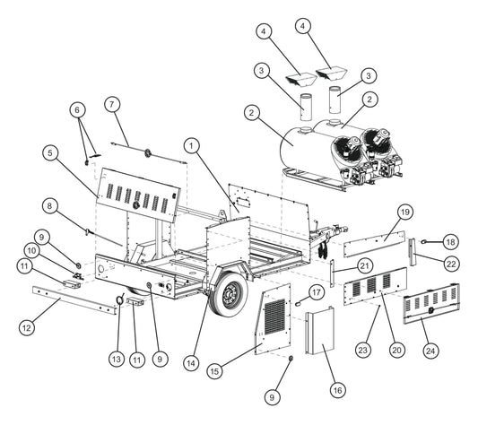 Trailer Assembly (Rear and Right) Parts for MAXI-HEAT MH-1000 (0001MXH12 and UP) by Allmand