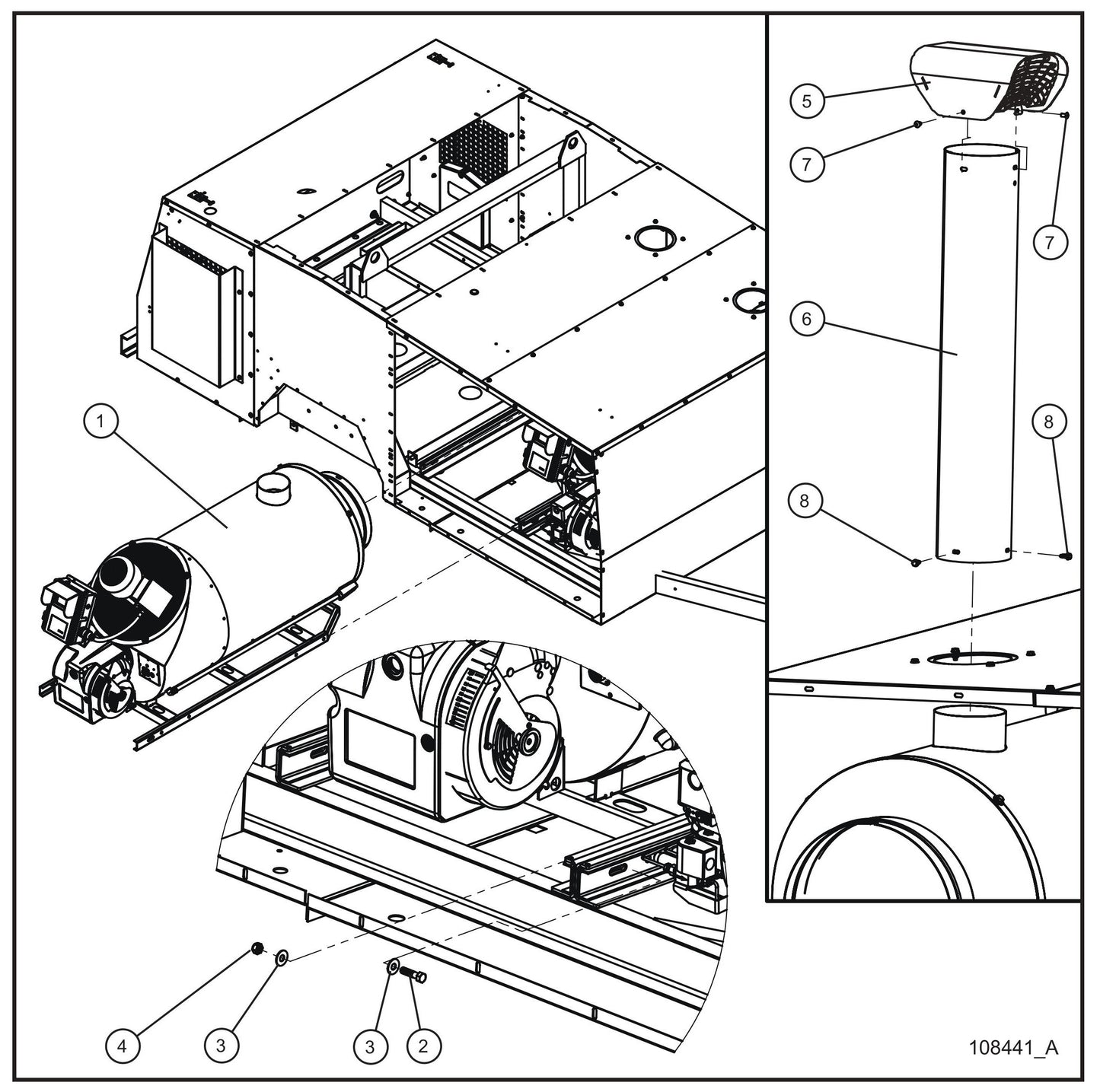 MH500iQ Heating Unit New Rail Mount Install Group Assembly Parts for MAXI-HEAT MH500iQ (14-000001 to 14-999999) by Allmand
