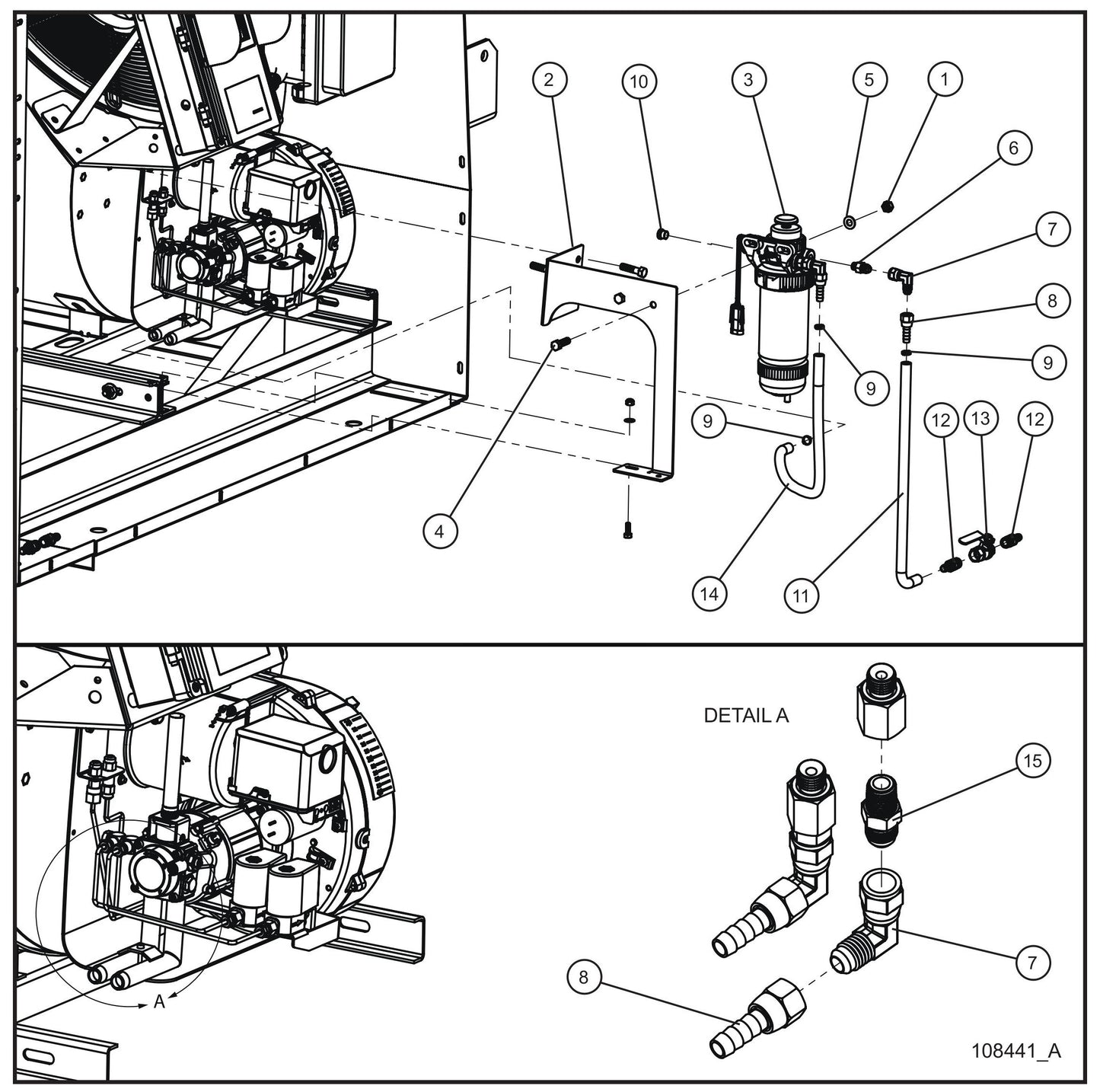 MH500iQ Fuel Separator New Rail Mount Install Group Assembly Parts for MAXI-HEAT MH500iQ (14-000001 to 14-999999) by Allmand