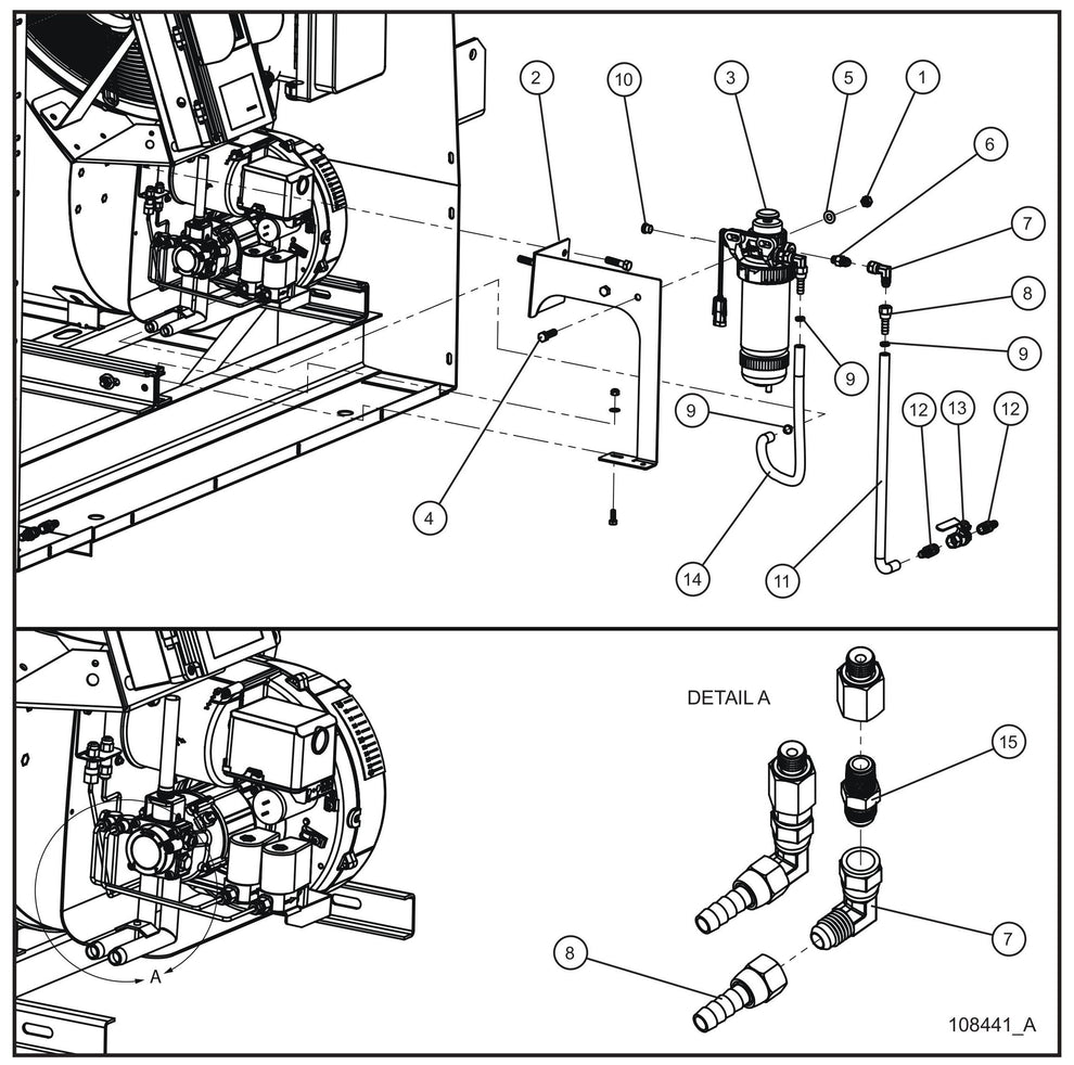 MH500iQ Fuel Separator New Rail Mount Install Group Assembly Parts for MAXI-HEAT MH500iQ (14-000001 to 14-999999) by Allmand
