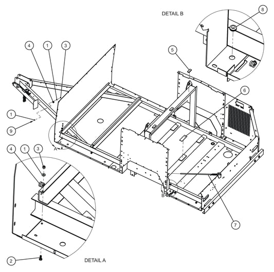 Trailer Base Group (1 of 4) Assembly Parts for MAXI-HEAT MH500iQ (14-000001 to 14-999999) by Allmand