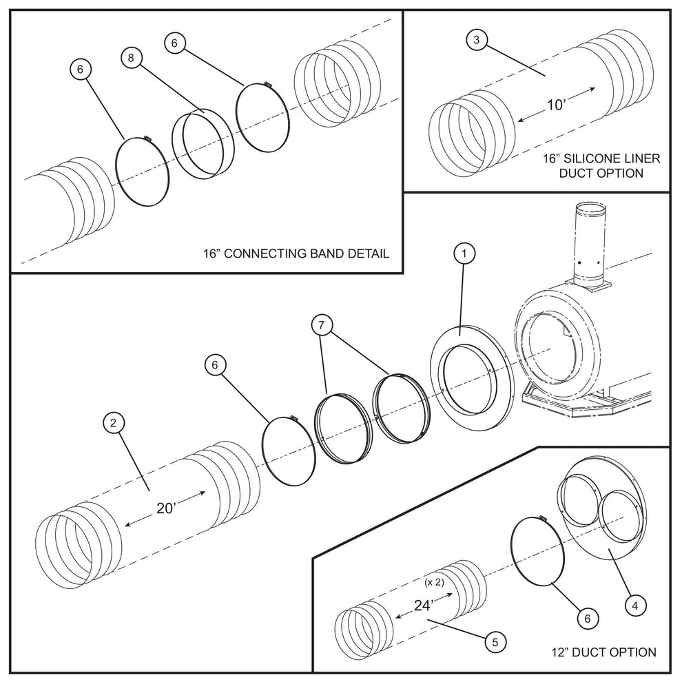 MH500iQ Connecting Band Ducting Group Assembly Parts for MAXI-HEAT MH500iQ (14-000001 to 14-999999) by Allmand