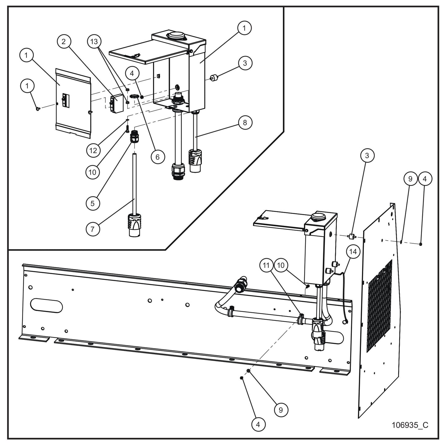 Outlet Box Group (1 of 3) Assembly Parts for MAXI-HEAT MH500iQ (14-000001 to 14-999999) by Allmand