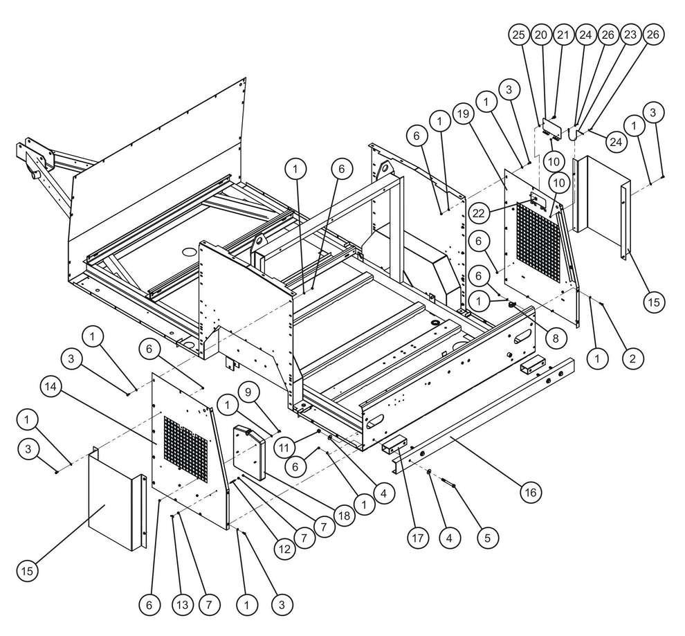 Trailer Base Group (2 of 4) Assembly Parts for MAXI-HEAT MH500iQ (14-000001 to 14-999999) by Allmand