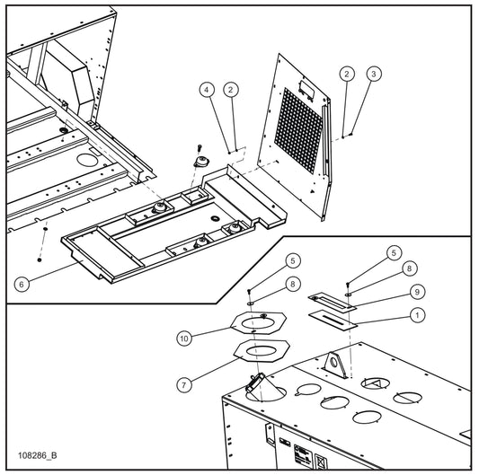 Old Rail Mount FCS Containment Tray Install Group (2 of 2) Assembly Parts for MAXI-HEAT MH500iQ (14-000001 to 14-999999) by Allmand
