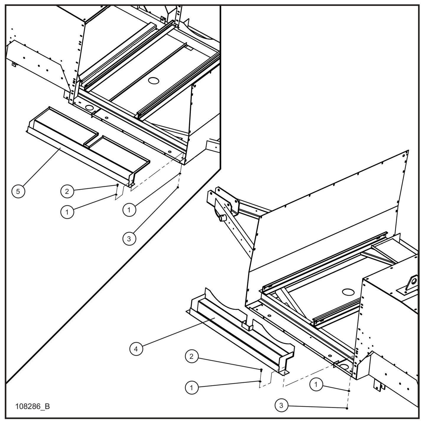 New Rail Mount FCS Containment Tray Install Group (1 of 2) Assembly Parts for MAXI-HEAT MH500iQ (14-000001 to 14-999999) by Allmand