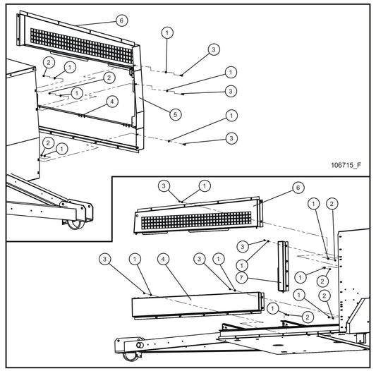 Old Rail Mount Left Door Group (1 of 3) Assembly Parts for MAXI-HEAT MH500iQ (14-000001 to 14-999999) by Allmand