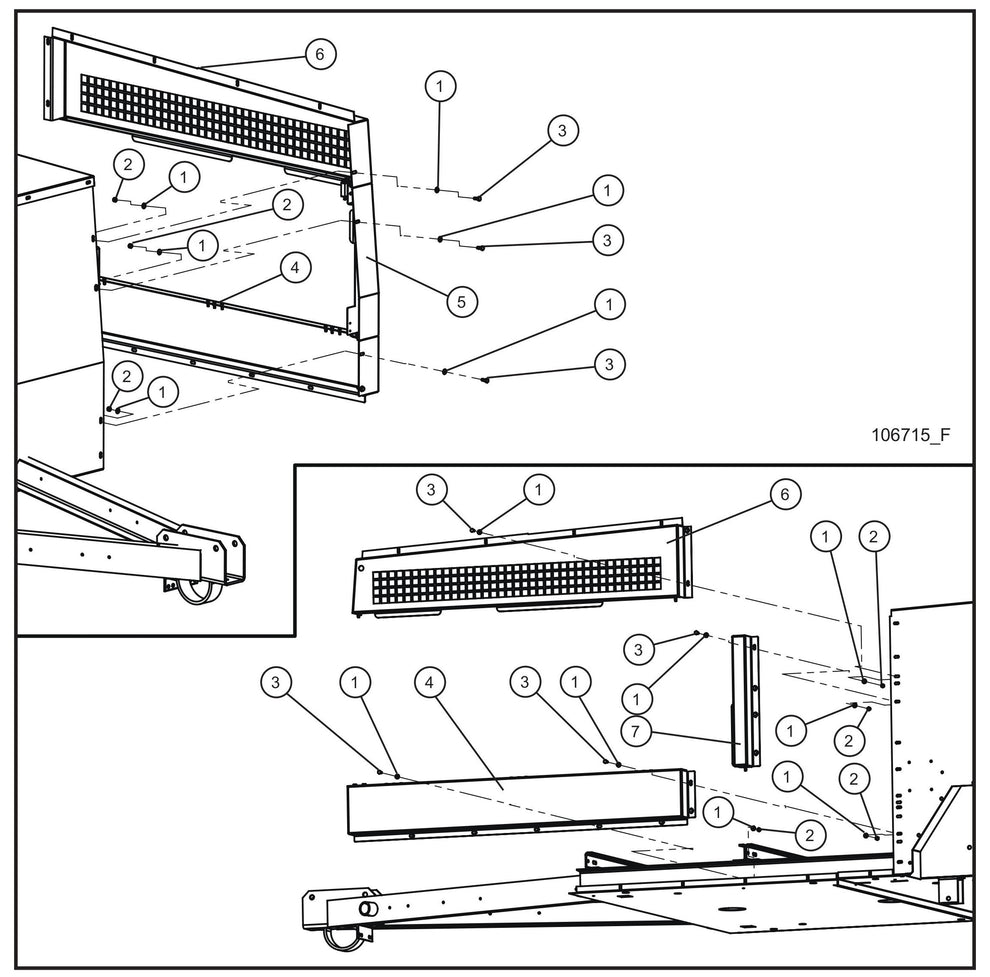 Old Rail Mount Left Door Group (1 of 3) Assembly Parts for MAXI-HEAT MH500iQ (14-000001 to 14-999999) by Allmand