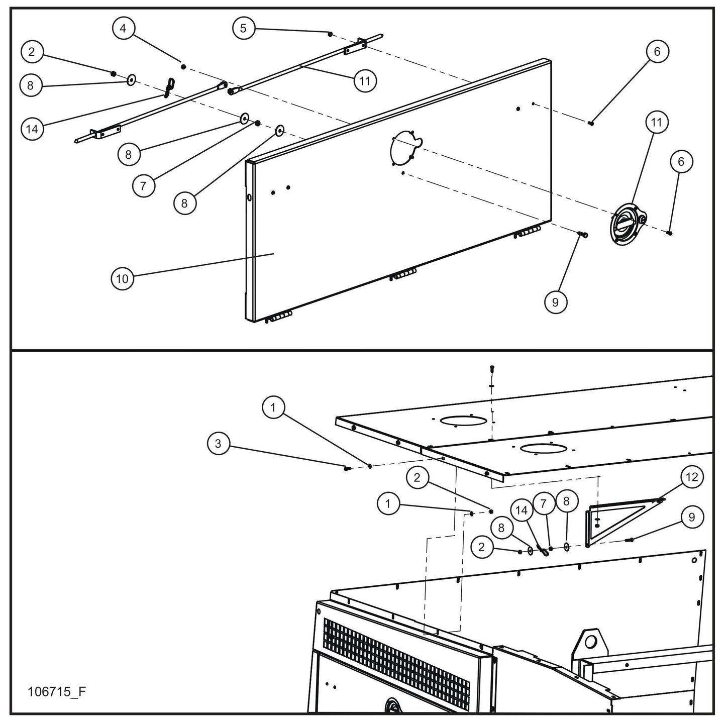 Old Rail Mount Left Door Group (2 of 3) Assembly Parts for MAXI-HEAT MH500iQ (14-000001 to 14-999999) by Allmand