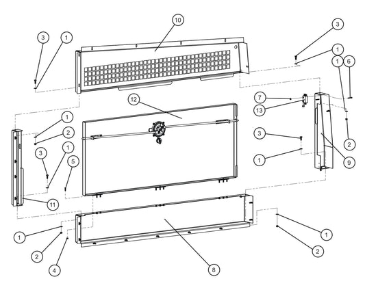 Old Rail Mount Left Door Group (3 of 3) Assembly Parts for MAXI-HEAT MH500iQ (14-000001 to 14-999999) by Allmand