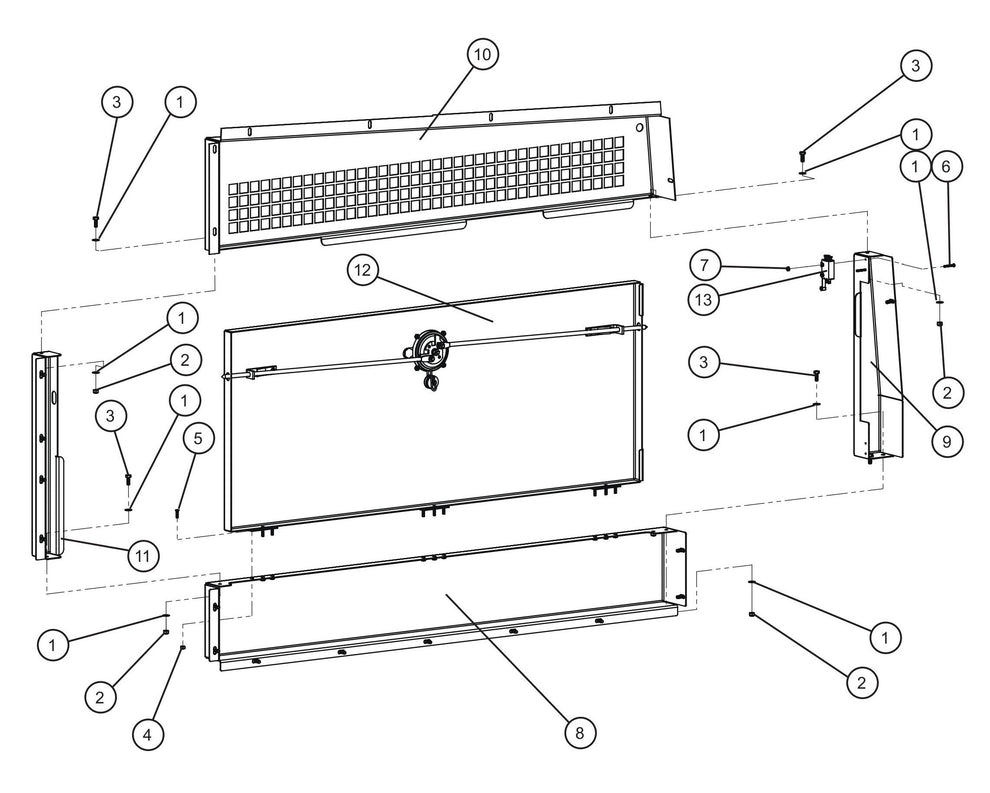 Old Rail Mount Left Door Group (3 of 3) Assembly Parts for MAXI-HEAT MH500iQ (14-000001 to 14-999999) by Allmand