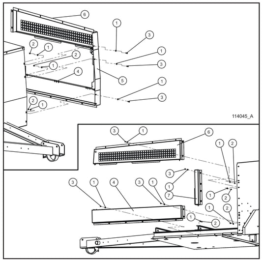 New Rail Mount Left Door Group (1 of 3) Assembly Parts for MAXI-HEAT MH500iQ (14-000001 to 14-999999) by Allmand