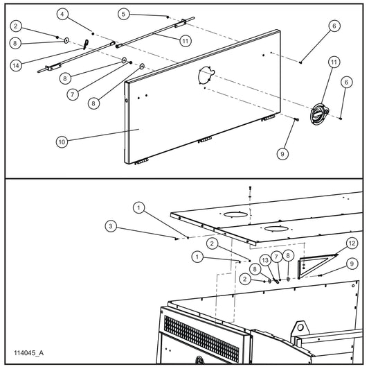 New Rail Mount Left Door Group (2 of 3) Assembly Parts for MAXI-HEAT MH500iQ (14-000001 to 14-999999) by Allmand