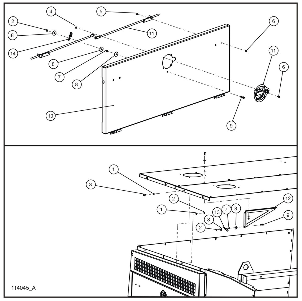 New Rail Mount Left Door Group (2 of 3) Assembly Parts for MAXI-HEAT MH500iQ (14-000001 to 14-999999) by Allmand