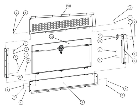 New Rail Mount Left Door Group (3 of 3) Assembly Parts for MAXI-HEAT MH500iQ (14-000001 to 14-999999) by Allmand