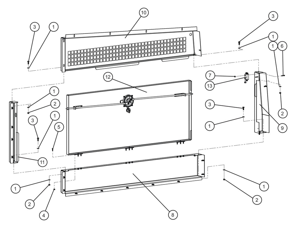 New Rail Mount Left Door Group (3 of 3) Assembly Parts for MAXI-HEAT MH500iQ (14-000001 to 14-999999) by Allmand