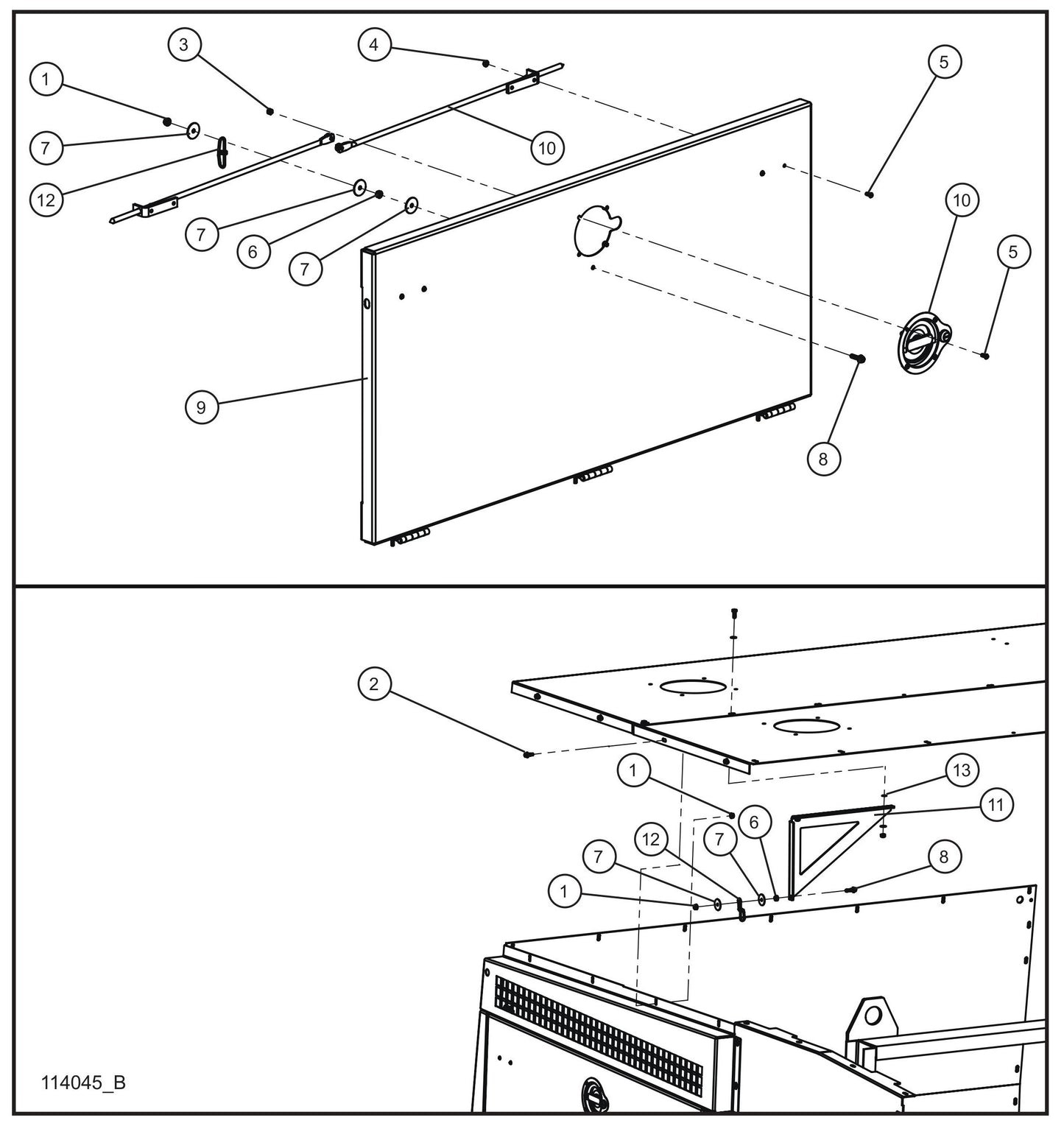 20” Duct Left Door Group (2 of 3) Assembly Parts for MAXI-HEAT MH500iQ (14-000001 to 14-999999) by Allmand