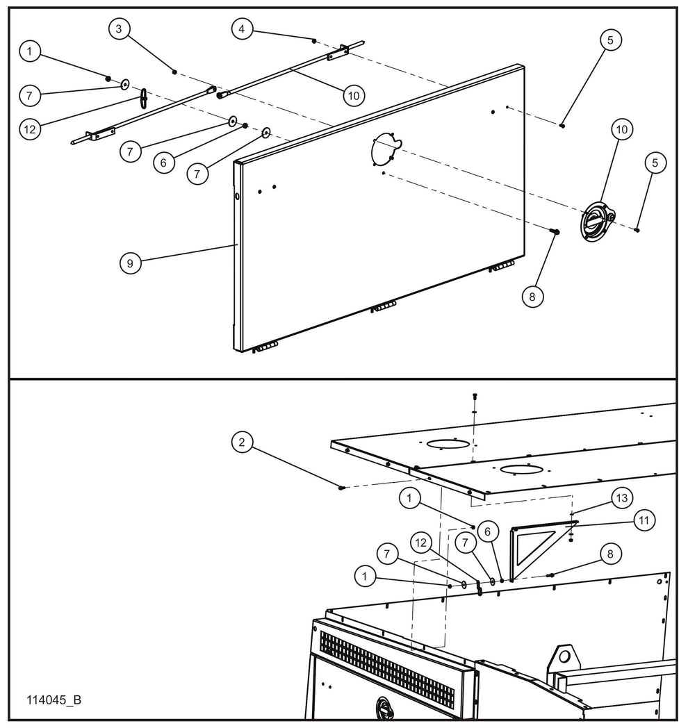 20” Duct Left Door Group (2 of 3) Assembly Parts for MAXI-HEAT MH500iQ (14-000001 to 14-999999) by Allmand