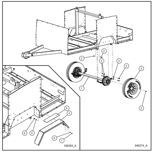Electric Brake Axle and Fenders Assembly Parts for MAXI-HEAT MH500iQ (14-000001 to 14-999999) by Allmand