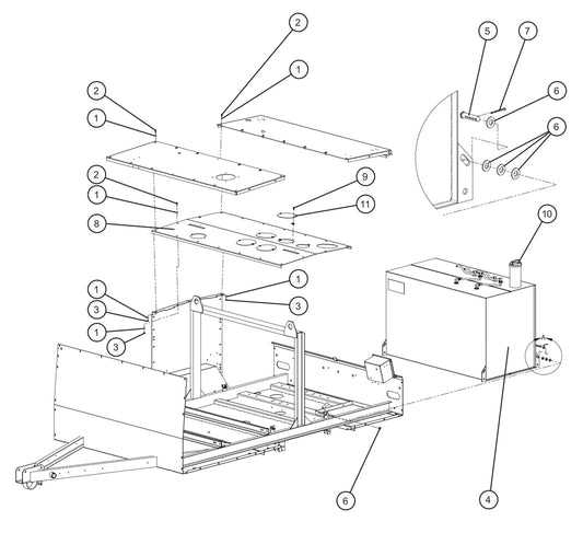 Steel Fuel Tank Group (1 of 2) Assembly Parts for MAXI-HEAT MH500iQ (14-000001 to 14-999999) by Allmand