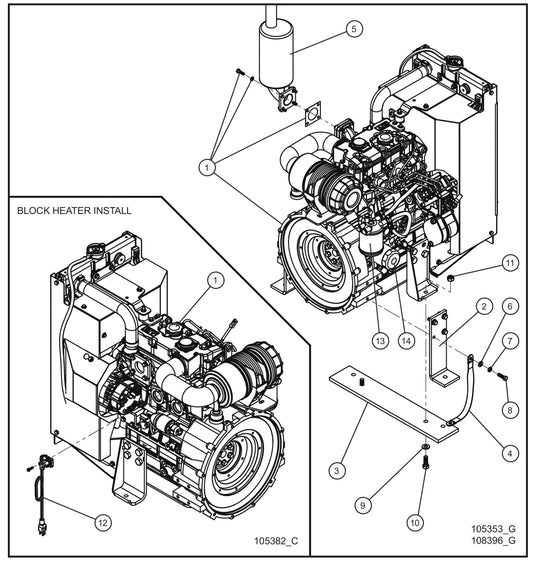 CAT C1.5 Engine Assembly Group Parts for MAXI-HEAT MH500iQ (14-000001 to 14-999999) by Allmand