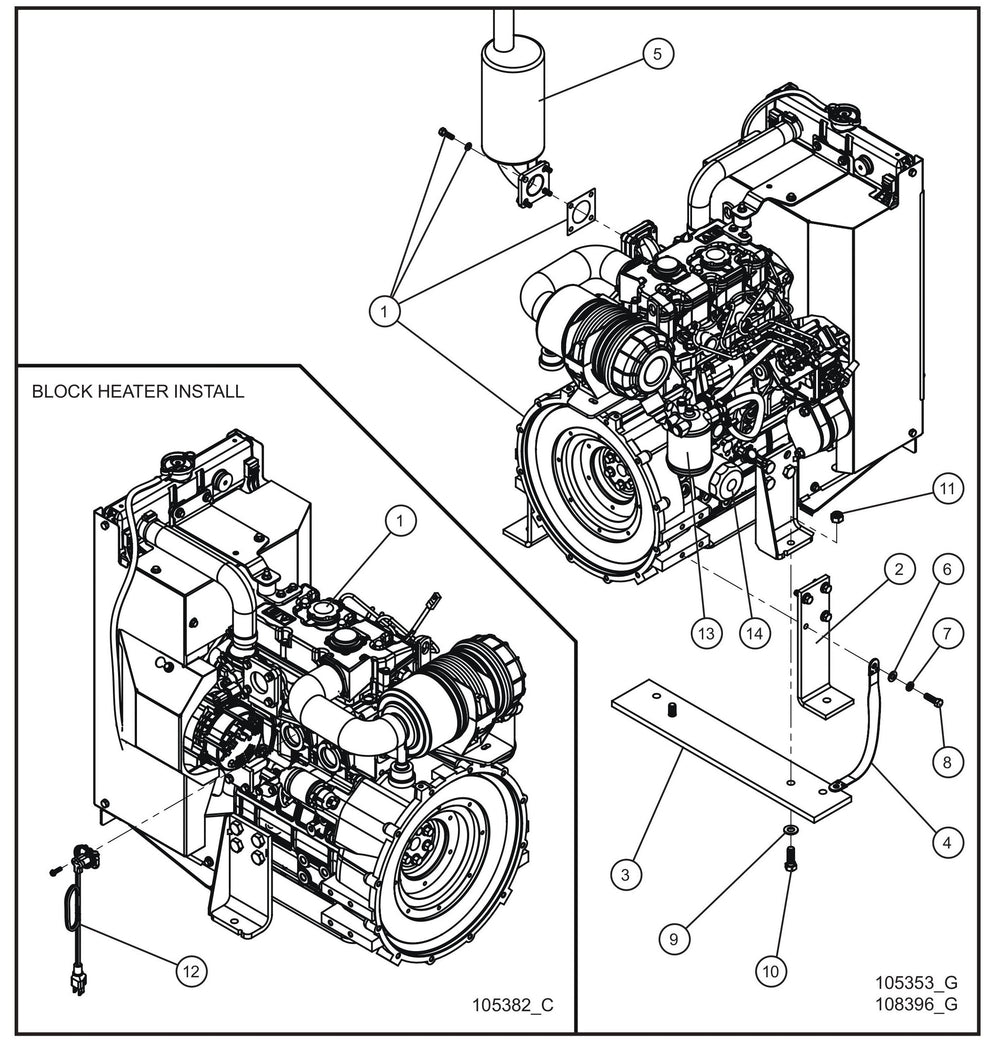 CAT C1.5 Engine Assembly Group Parts for MAXI-HEAT MH500iQ (14-000001 to 14-999999) by Allmand