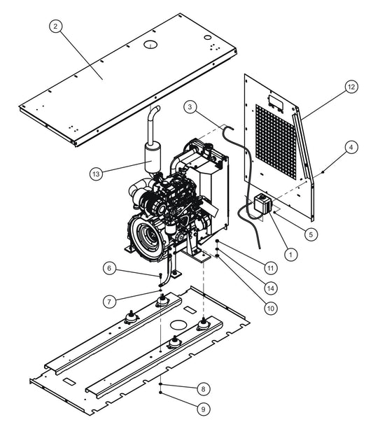 CAT C1.5 Engine Non-FCS Install Group Assembly Parts for MAXI-HEAT MH500iQ (14-000001 to 14-999999) by Allmand