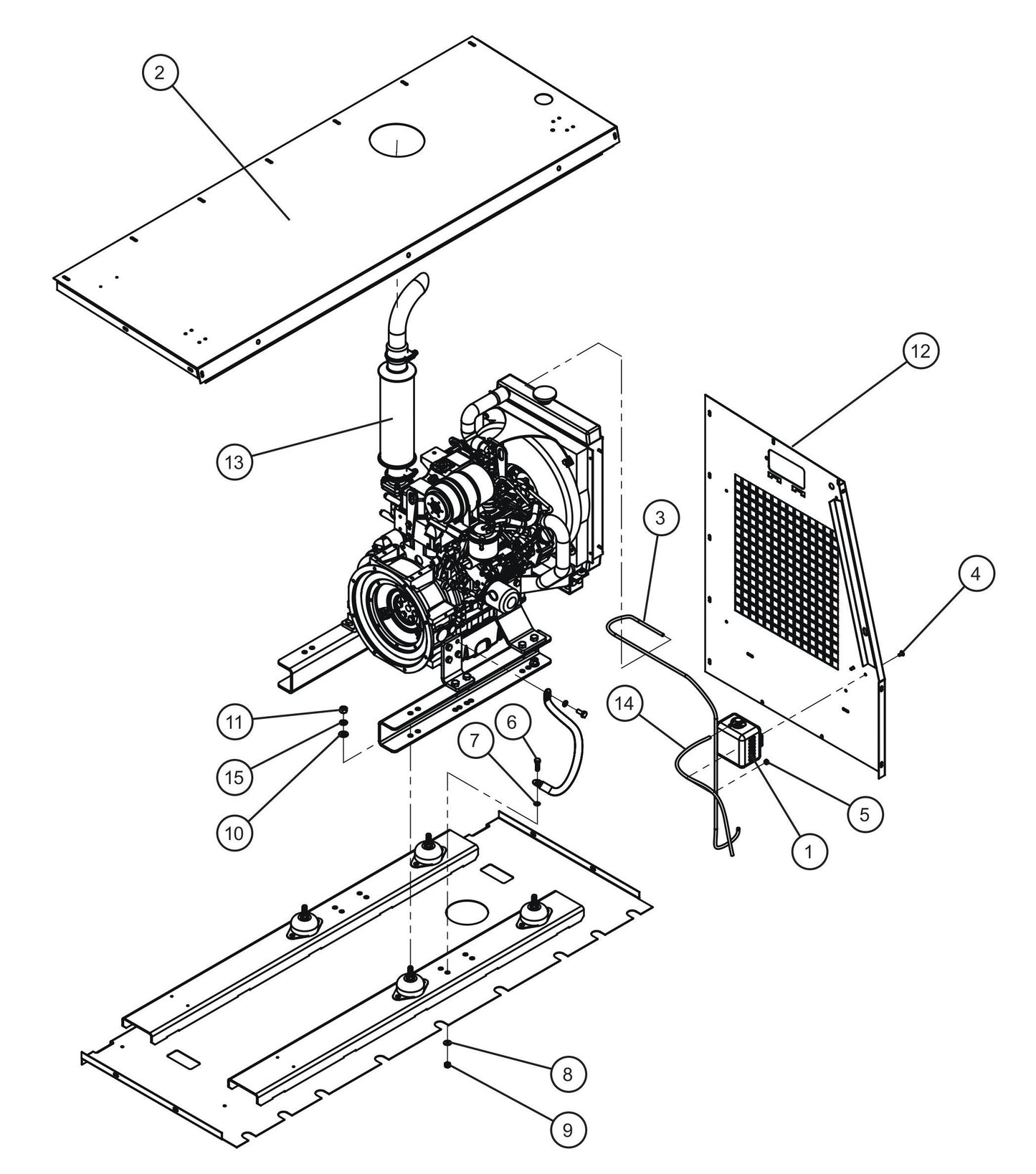 Isuzu 3CE1 Engine Non-FCS Install Group Assembly Parts for MAXI-HEAT MH500iQ (14-000001 to 14-999999) by Allmand