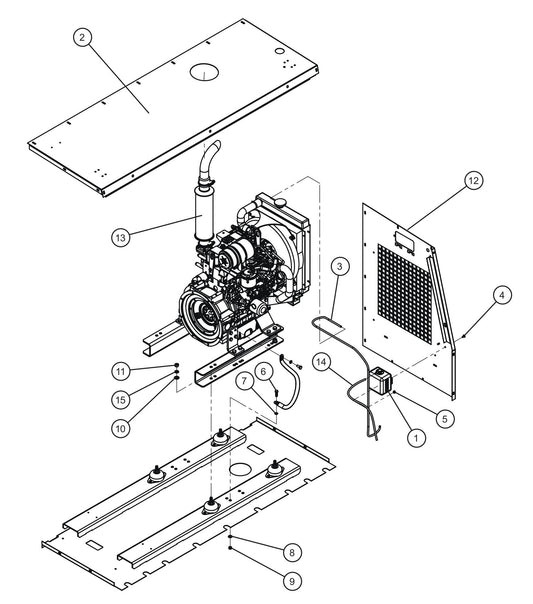 Isuzu 3CE1 Engine Non-FCS Install Group Assembly Parts for MAXI-HEAT MH500iQ (14-000001 to 14-999999) by Allmand