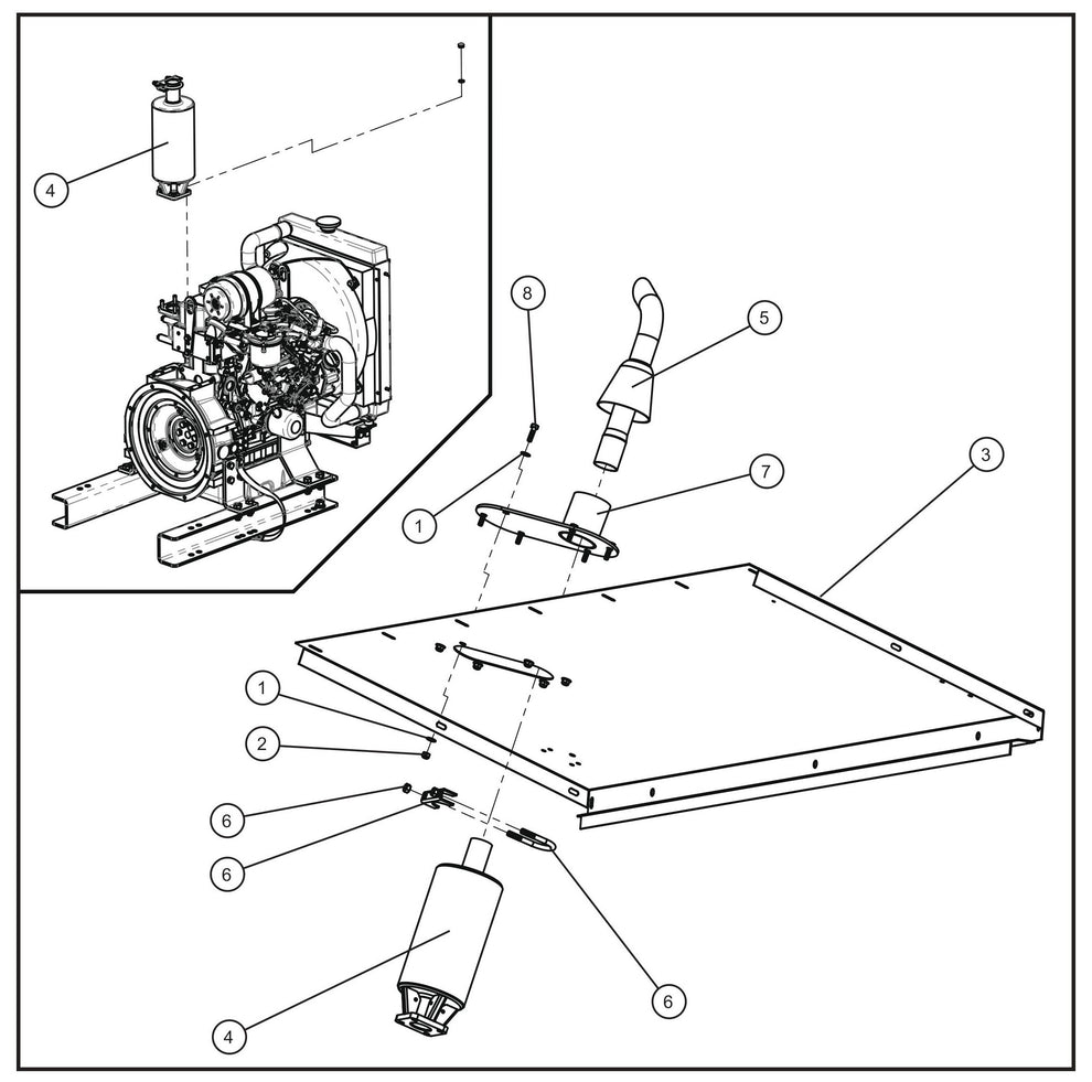 Isuzu 3CE1 FCS Muffler Install Group Assembly Parts for MAXI-HEAT MH500iQ (0001MH16 TO 9999MH16) by allmand