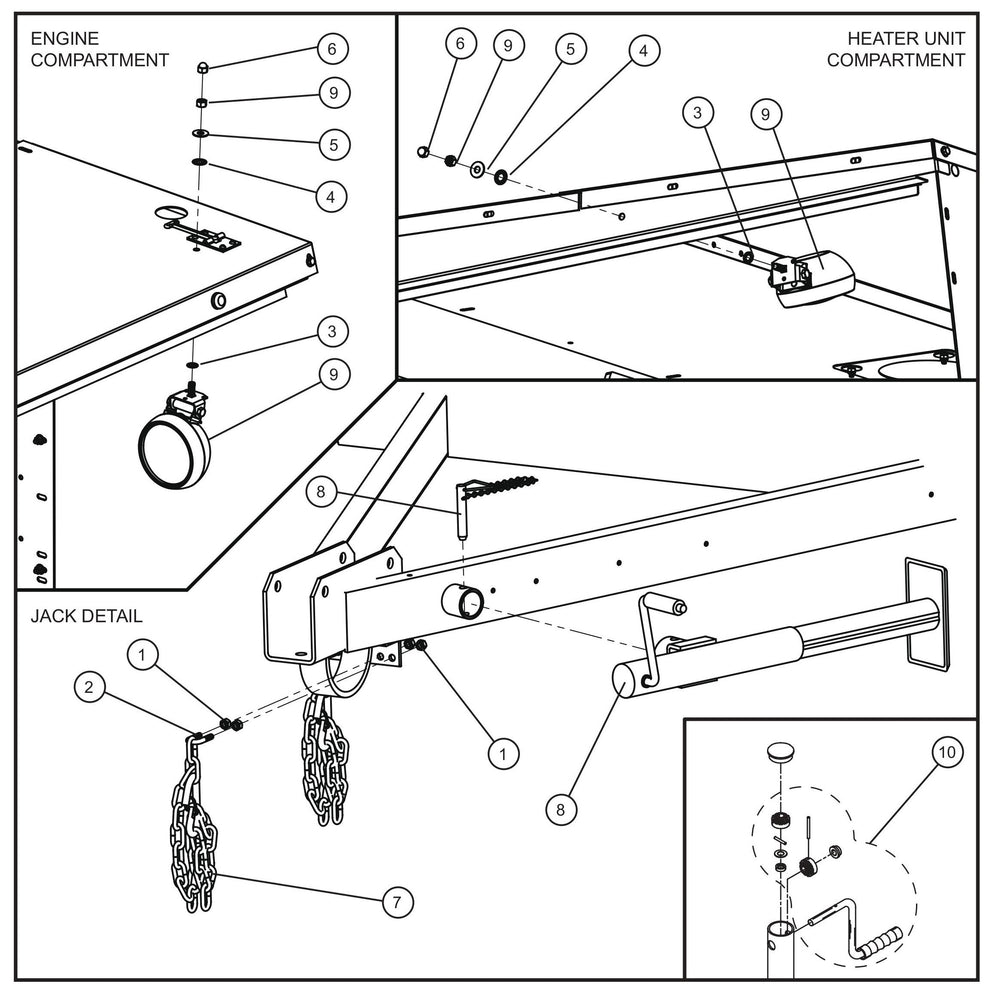 Trailer Base Group (1 of 5) Assembly Parts for MAXI-HEAT MH500iQ (0001MH16 TO 9999MH16) by allmand