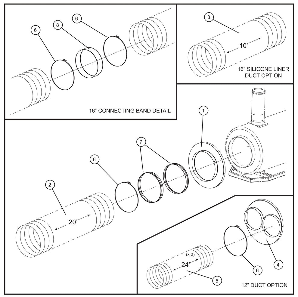 MH500iQ Connecting Band Ducting Group Assembly Parts for MAXI-HEAT MH500iQ (0001MH16 TO 9999MH16) by allmand