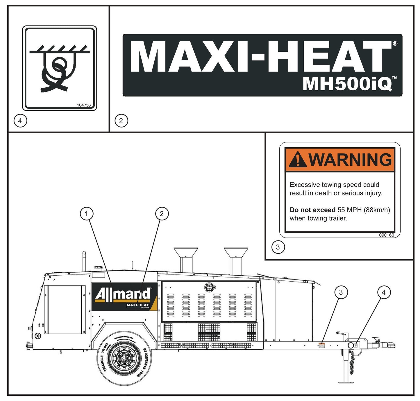 MH500iQ Right Side Decals Assembly Parts for MAXI-HEAT MH500iQ (0001MH16 TO 9999MH16) by allmand