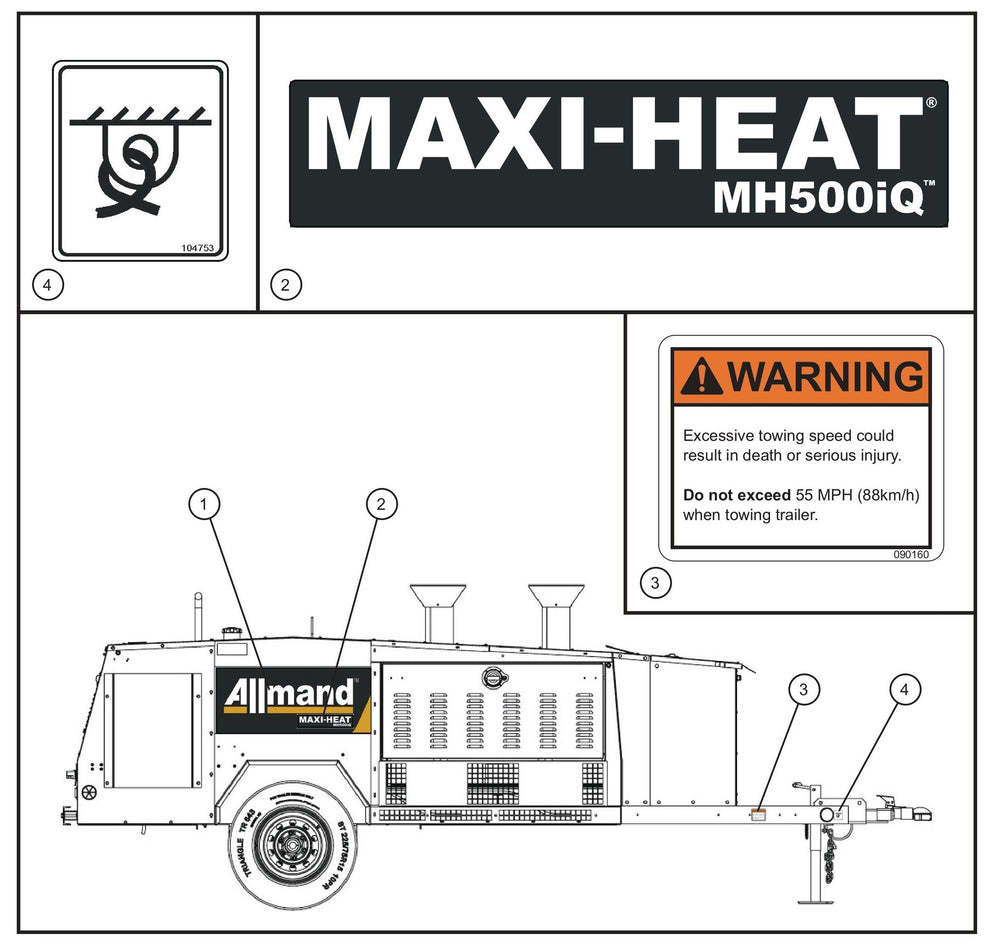 MH500iQ Right Side Decals Assembly Parts for MAXI-HEAT MH500iQ (0001MH16 TO 9999MH16) by allmand