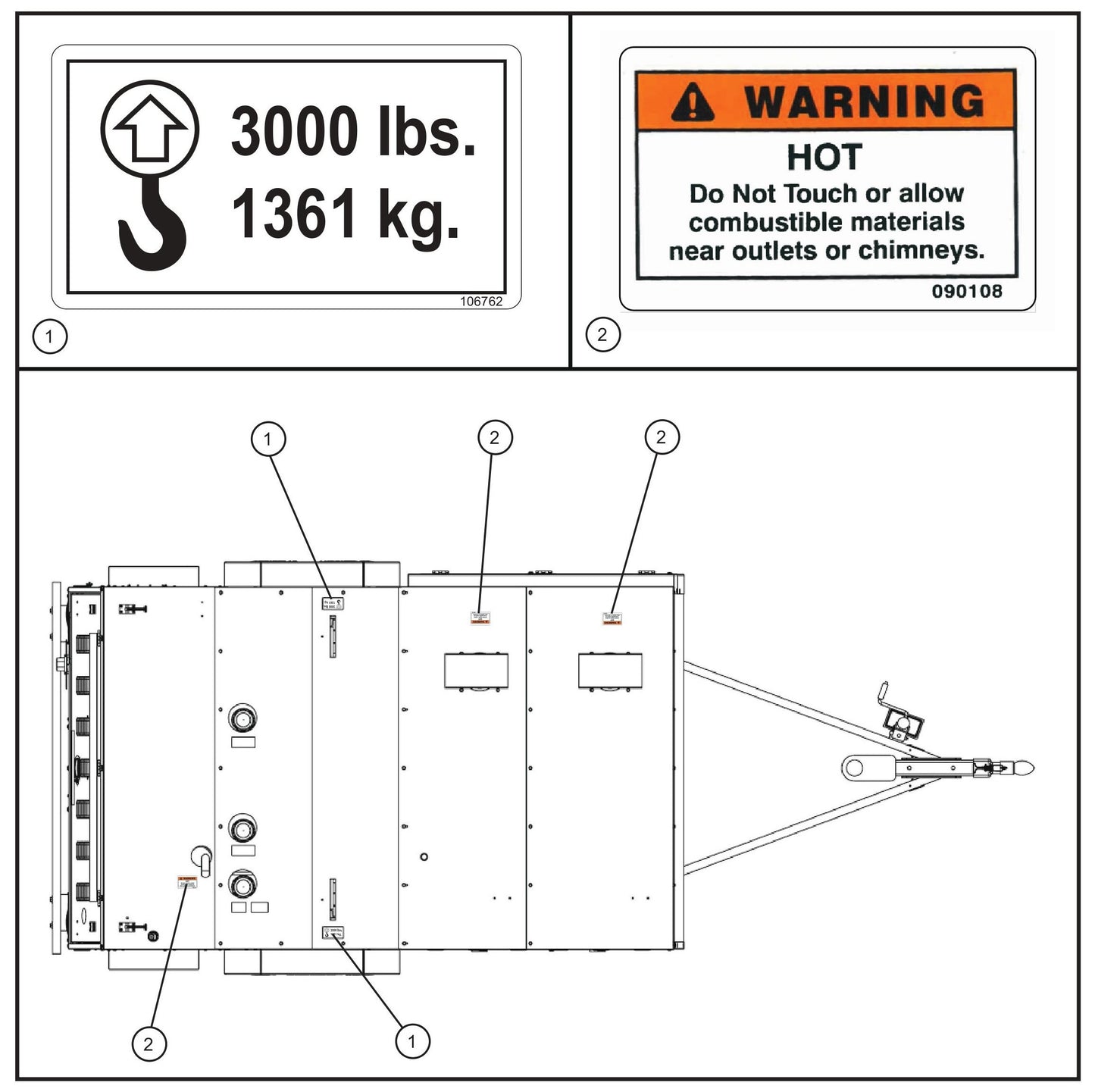 MH500iQ Roof Decals Assembly Parts for MAXI-HEAT MH500iQ (0001MH16 TO 9999MH16) by allmand