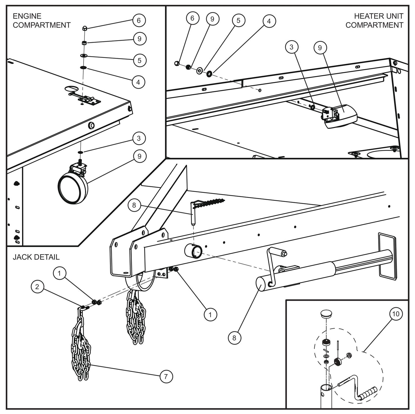 Trailer Base FCS Group (1 of 6) Assembly Parts for MAXI-HEAT MH500iQ (0001MH16 TO 9999MH16) by allmand