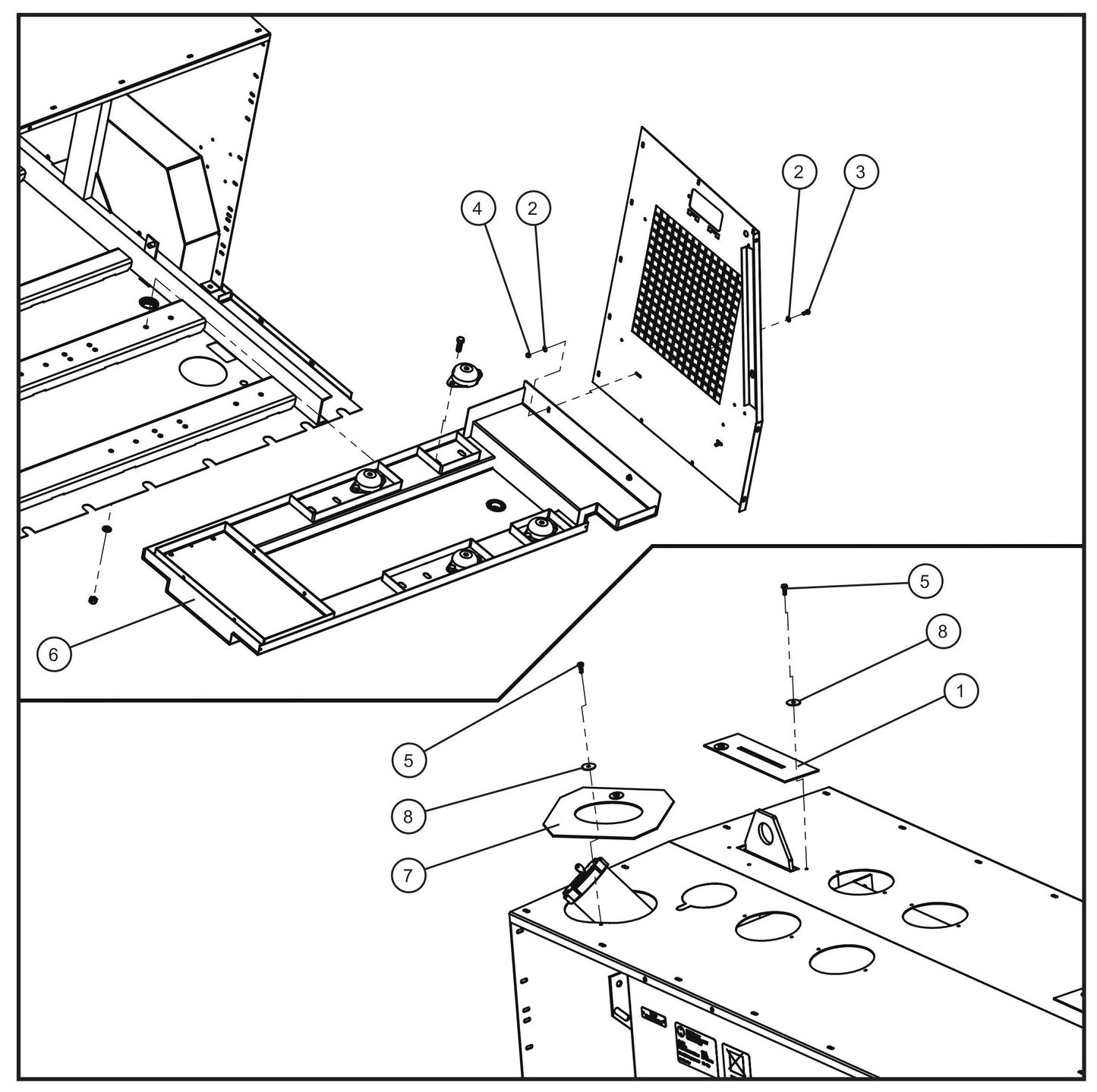 FCS Containment Tray Install Group (2 of 3) Assembly Parts for MAXI-HEAT MH500iQ (0001MH16 TO 9999MH16) by allmand