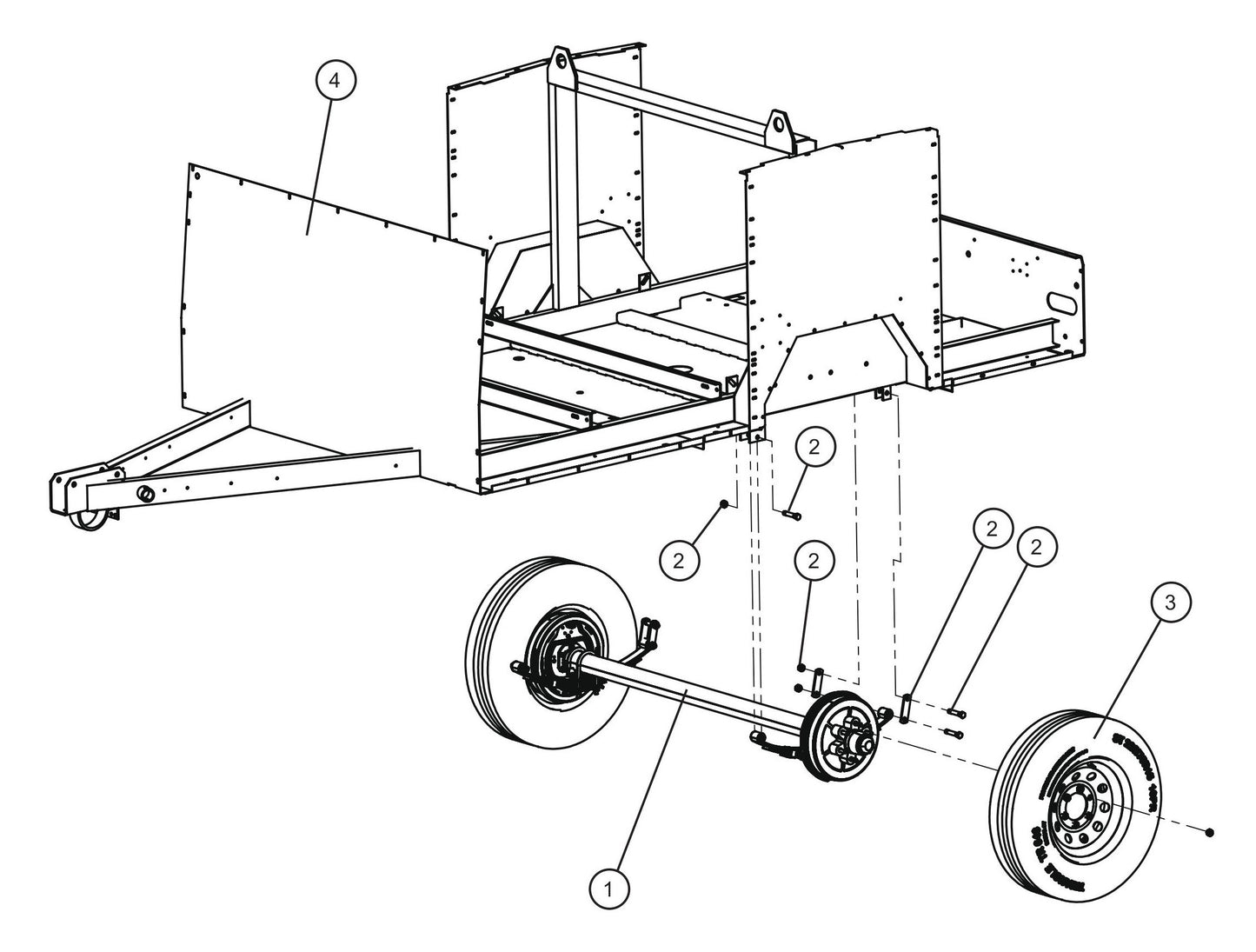 Electric Brake Axle and Trailer Frame Assembly Parts for MAXI-HEAT MH500iQ (0001MH16 TO 9999MH16) by allmand