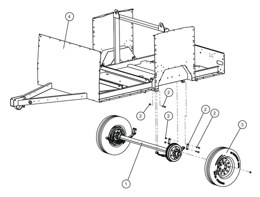 Electric Brake Axle and Trailer Frame Assembly Parts for MAXI-HEAT MH500iQ (0001MH16 TO 9999MH16) by allmand